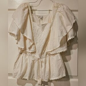 💜3/$12💜 Cato Cream Ruffled Peplum Blouse